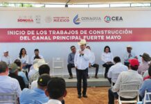 En Huatabampo, da banderazo de inicio a la construcción del canal principal Fuerte Mayo