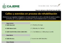 CALLES EN LAS QUE SE TRABAJA EN SU REHABILITACIÓN HOY 30 DE ENERO EN CD OBREGON.