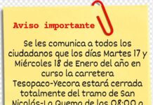 Tramo San Nicolas – La Quema estará cerrado el Miércoles 18 de Enero.