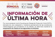 Se determinó mantener suspensión de clases en 11 municipios de la entidad: SEC Sonora