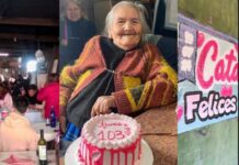 Abuelita de 103 años de edad, celebra ‘como quinceañera’ con casi 200 familiares