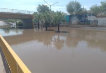 SE ENCUENTRA LLENO DE AGUA EL PASO A DESNIVEL DE LA CALLE 200 EN CIUDAD OBREGÓN, LUEGO DE LA RECIENTE LLUVIA