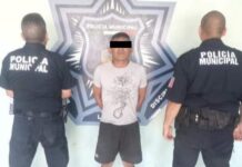 CAPTURA POLICÍA MUNICIPAL A 2 POR ROBO A COMERCIO Y VIOLENCIA FAMILIAR