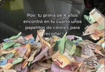 Niña encontró “papelitos de colores” y los recortó.