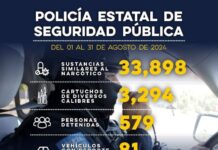 Asegura la SSP a alrededor de 579 personas en agosto*