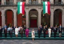 PRESIDENTA DE MÉXICO CLAUDIA SHEINBAUM Y SU GABINETE DESDE PALACIO DE GOBIERNO EN CIUDAD DE MÉXICO.
