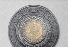 Las monedas mexicanas forman el Calendario Azteca.