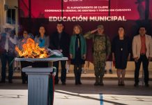 REALIZA GOBIERNO DE CAJEME CEREMONIA CÍVICA DE INCINERACIÓN Y ENTREGA DE BANDERAS EN EL PLANTEL CECYTES ESPERANZA*