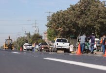 CONTINÚAN EN CAJEME LOS TRABAJOS DE SEÑALIZACIÓN Y PINTURA VIAL EN CALLES RECIÉN PAVIMENTADAS