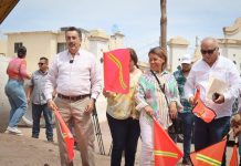 DA JAVIER LAMARQUE BANDERAZO A OBRA DE REHABILITACIÓN EN PUENTE DE LA CALLE 200 Y BOULEVARD VILLAS DEL REY EN CAJEME