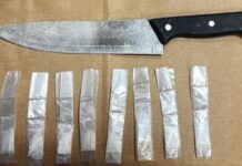 Operativo coordinado del Gobierno de Sonora detiene a menor con arma blanca y narcótico.