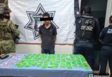 *DETIENE SSPM, POLICÍA ESTATAL Y MARINA A SUJETO CON DOSIS DE DROGA Y ARMA EN LOS PRESIDENTES*