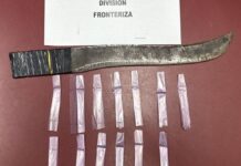 *Detiene División Fronteriza a un hombre con narcótico y arma blanca en SLRC*